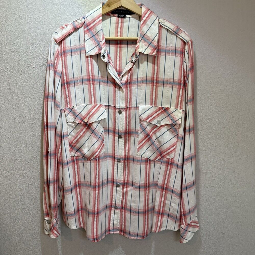 Sanctuary Women’s Plaid Boyfriend Snaps Large Roll-Tab Sleeve‎ Snap CowgirlCore